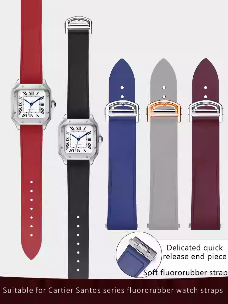 New style 19/21MM FKM rubber w - đánh giá và giá Cartier Watch Santos